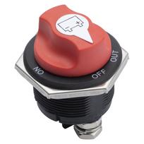 Akumuliatoriaus atjungiklis 12V / 24V 200 A, 2 kontaktų įjungimo/išjungimo jungiklis, avarinis išjungiklis, automobilio akumuliatoriaus atjungiklis, pagrindinis maitinimo jungiklis transporto priemonei, laivui, automobiliui 5.8*5*5cm juoda/raudona
