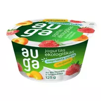 Ekologiškas jogurtas su abrikosais ir braškėmis AUGA, 3,5 % rieb., 125 g