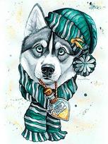 Deimantinis paveikslas A winter husky 30*40 cm WD2696