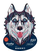 Husky siberian - unikali MEDINĖ dėlionė iš 253 detalių