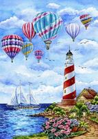 Deimantinis paveikslas Lighthouse and balloons WD2589