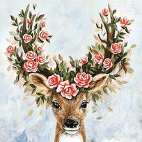 Deimantinis paveikslas Flower Deer WD2519