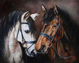 Deimantinis paveikslas Horse Tenderness 48X38cm WD2469