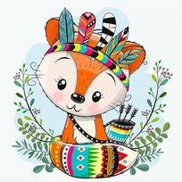 Deimantinis paveikslas Indian Fox 20*20 cm WD2532