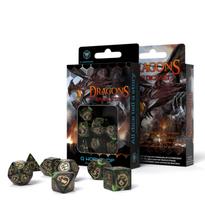 Dragons RPG kauliukų rinkinys žalios ir auksinės sp