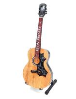 Kolekcinė mini gitara „Elvis“ stiliaus, mahagonas, rankomis dažyta, su stovu