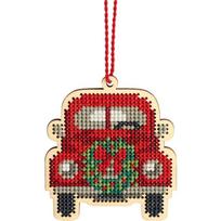 Kalėdų automobilis (8 x 9.5 cm) - Siuvinėjimo kryželiu Rinkinys DIMENSIONS