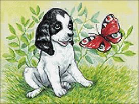 Puppy and Butterfly 40х30 Deimantinio Paveikslo komplektas Cs2675
