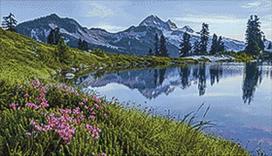 Mountain lake 70х40 Deimantinio Paveikslo komplektas Cs2717