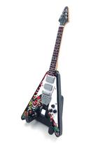 Mini medinė gitara 15 cm, įkvėpta Jimi Hendrix – kolekcinė su stovu