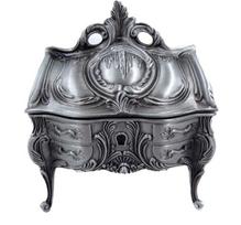 Sidabrinė metalinė papuošalų dėžutė su dekoru – elegantiška dovana