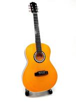 Rankų darbo mini klasikinė gitara iš mahagono, 25 cm, su stovu
