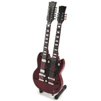 Led Zeppelin mini gitara – Jimmy Page dvigubo grifo, kolekcinė, rankų darbo