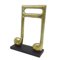 Auksinė muzikinės natos statulėlė su mediniu pagrindu – dovana muzikui