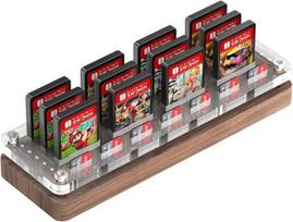 Nintendo Switch žaidimų kortelių medinis laikiklis su permatomu akrilu