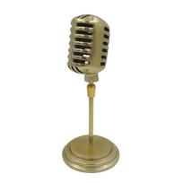 Auksinė retro mikrofono statulėlė 25×11,5 cm – dovanai dainininkui
