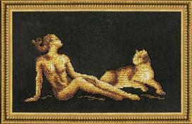 Siuvinėjimo rinkinys „Mergaitė su pantera“ BS-006 (15 x 28 cm)
