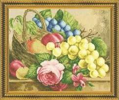 Siuvinėjimo rinkinys „Vaisių krepšelis“ (22,1 x 28,2 cm)