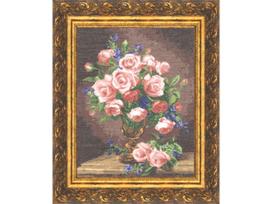 Siuvinėjimo rinkinys „Rožės su žibutėmis“ (35 x 28 cm)