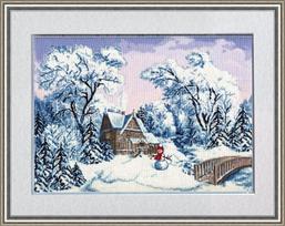 Siuvinėjimo rinkinys „Pusnynų trobelė“ (30,8 x 42,1 cm)