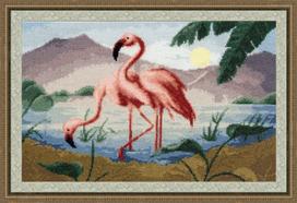 Siuvinėjimo rinkinys „Rožinis flamingas“ (22 × 36 cm)