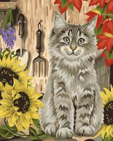 Tapybos Pagal Skaičius Rinkinys - Kitten and Sunflowers 40x50 cm H058