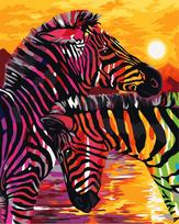 Tapybos Pagal Skaičius Rinkinys - Colourful Zebras 40x50 cm H069