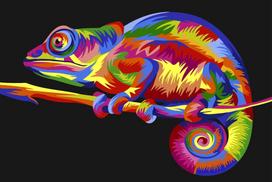 Tapybos pagal skaičius rinkinys: Rainbow Chameleon  29.7x21cm WA4114