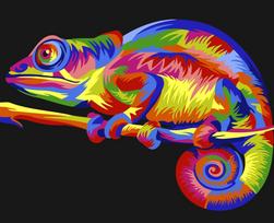 Tapybos pagal skaičius rinkinys: Rainbow Chameleon 16.5x13 cm MINI033