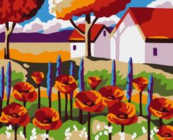 Tapybos pagal skaičius rinkinys: Garden with poppies 16.5x13 cm MINI029