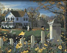 Tapybos pagal skaičius rinkinys: Bird on the fence 40x50 cm A067