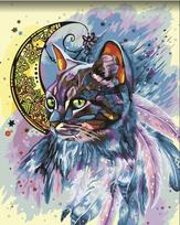Tapybos pagal skaičius rinkinys: Moon cat 40x50 cm R026