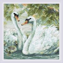 White Swans  - Deimantinės Mozaikos rinkinys iš RIOLIS Nr.: AM0036