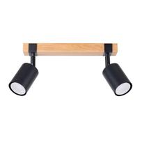Lubinis šviestuvas SOLLUX FAGER 2, 2xGU10, max 10 W LED, juoda/natūrali mediena