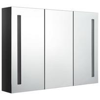 Veidrodinė vonios spintelė su LED apšvietimu, 89x14x62 cm, juoda