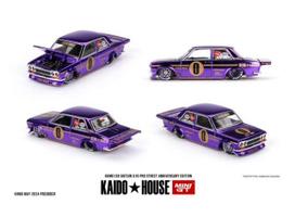 Mini GT Kaido House Modeliukas 1/64 1969 Datsun 510 Pro Street Anniversary Edition, purple (yra Sandėlyje)