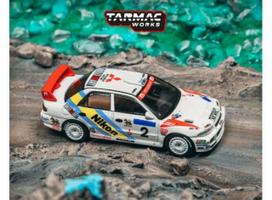 PRE-ORD3R Tarmac Modeliukas 1/64 Mitsubishi Lancer Evolution III, #2 K. Eriksson/S. Parmander Hong Kong-Beijing Rally 1995 Winner, white/red/blue