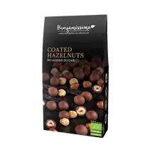 Ekologiški veganiški lazdyno riešutai šokolade, be pridėtinio cukraus | BENJAMISSIMO (60 g)