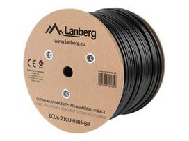 Instaliacinis tinklo kabelis LANBERG LCU6-21CU-0305-BK UTP stranded cable CU OUTDOOR, cat. 6, 305m, Black