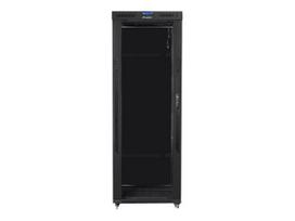 Komutacinė spinta pastatoma LANBERG 19" 42U 800x800 glass door LCD flat pack black
