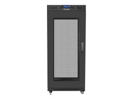 Komutacinė spinta pastatoma LANBERG 19" 15U 800x1000 mesh door LCD flat pack black