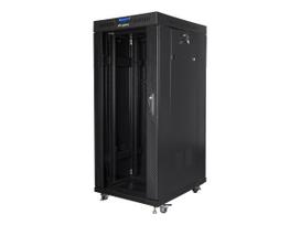 Komutacinė spinta pastatoma LANBERG 19" 27U 800x1000 glass door LCD flat pack black