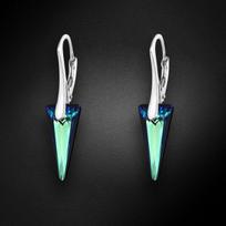 Sidabriniai auskarai moterims DiamondSky „Spike (Bermuda Blue)“ su Swarovski kristalais