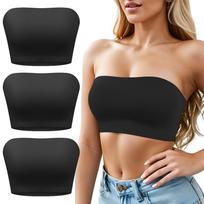Varsbaby Moteriška bandeau liemenėlė be petnešėlių Elastinė, nepaminkštinta neslystanti silikoninė liemenėlė S juoda
