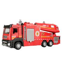 1/32 mastelio gaisrinės mašinos modelis žaislinis automobilis metalinis lietas su šviesomis, muzika, simuliaciniu purškimu, gelbėjimo transporto priemonės modeliai vaikams gimtadienio dovanoms raudona
