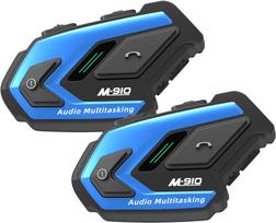2 paketų M910 motociklo Bluetooth šalmas domofonas iki 6 vairuotojų kelių belaidžių vandeniui atsparių vidinių telefonų ausinės 1500 m