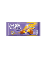Pieninis šokoladas iš Alpių pieno MILKA, su karamelės įdaru, 100 g, N