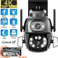 8MP 4K Dvigubo ekrano žiūronų WIFI kamera PTZ AI Kūno automatinis sekimas CCTV Apsaugos išmanioji spalvoto vaizdo naktinio matymo stebėjimo kamera 4MP EU Plug