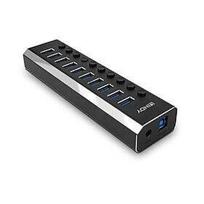 USB Hub - LINDY 10 Prievadų USB 3.0 Hub su Maitinimo Jungikliais, 5Gbps, Aliuminio Lydinys
