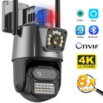 9MP trijų objektyvų EU WIFI IP kamera 4K HD dviejų ekranų PTZ kamera automatinio sekimo apsaugos CCTV kamera 4MP P2P vaizdo stebėjimo iCSee 4MP NO Card